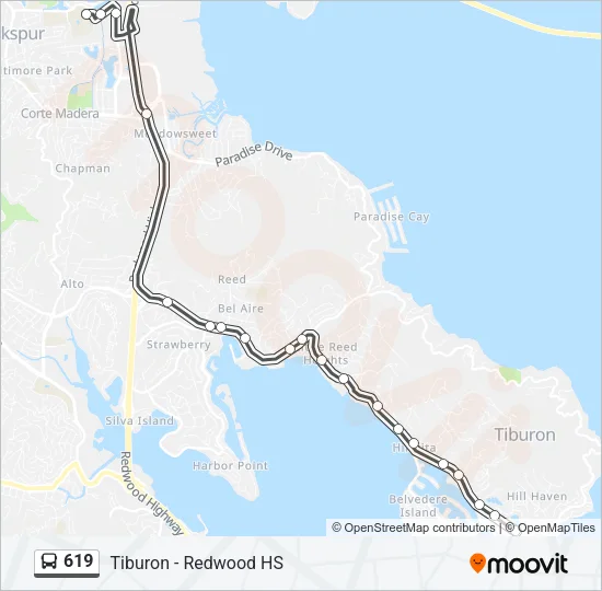 619 Bus Line Map