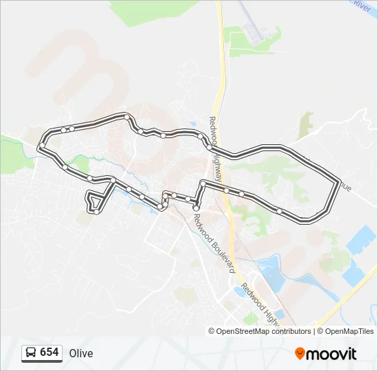 654 Bus Line Map