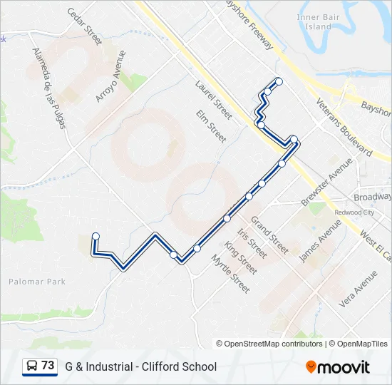 73 Bus Line Map