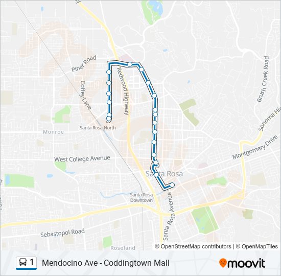 Mapa de 1 de autobús