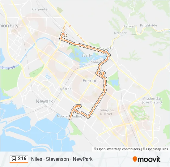 216 Bus Line Map