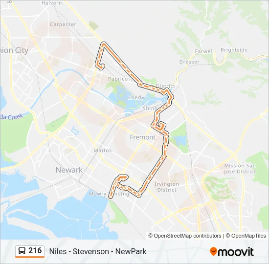 216 Bus Line Map