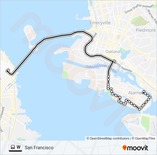 W Bus Line Map