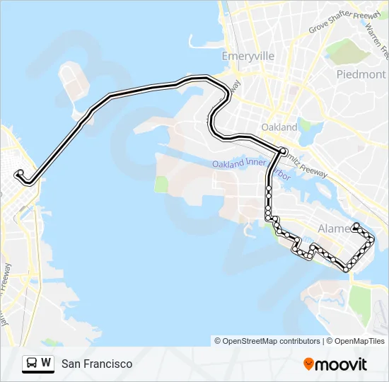 W Bus Line Map