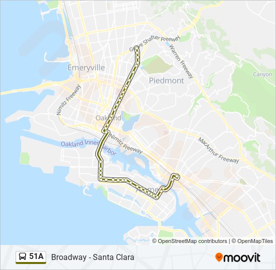 Mapa de 51A de autobús