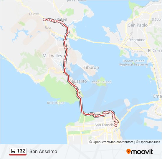 Mapa de 132 de autobús