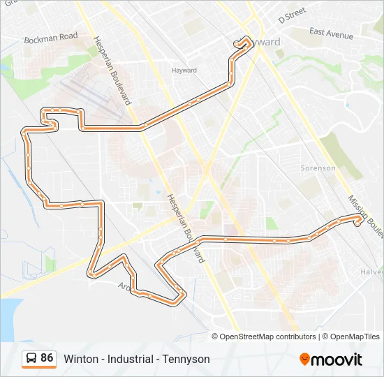 86 Bus Line Map