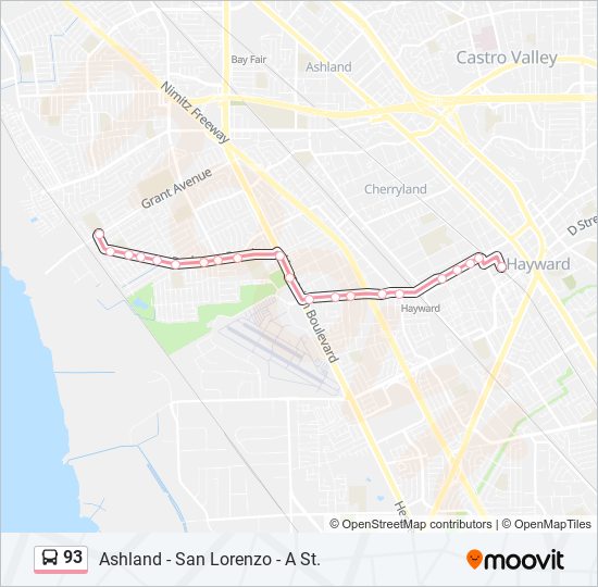 93 bus Line Map