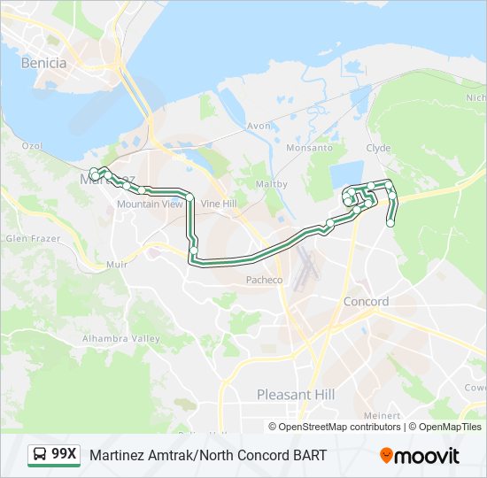 99X bus Line Map