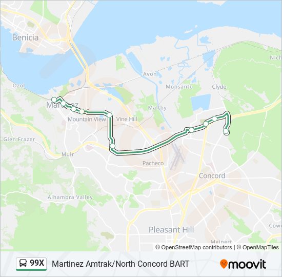 99X bus Line Map