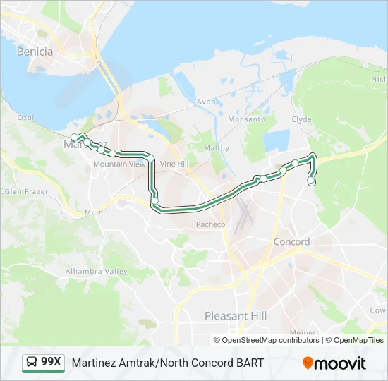 99X Bus Line Map