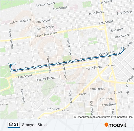 21 Route Schedules Stops Maps Stanyan Street Updated