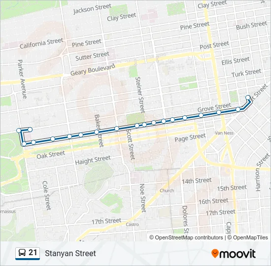 21 Bus Line Map