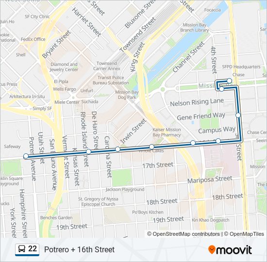 22 bus Line Map