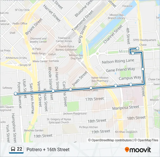 22 Bus Line Map