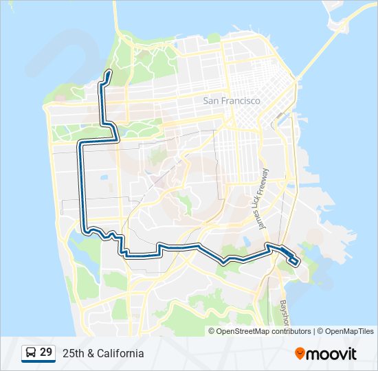 29 bus Line Map