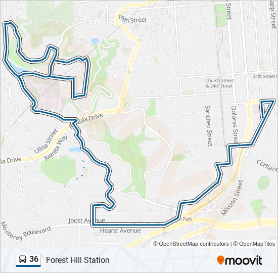 Mapa de 36 de autobús