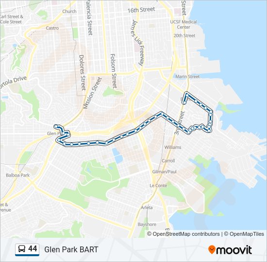 44 Bus Line Map