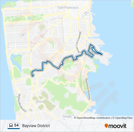 54 Bus Line Map
