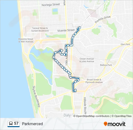 57 Bus Line Map