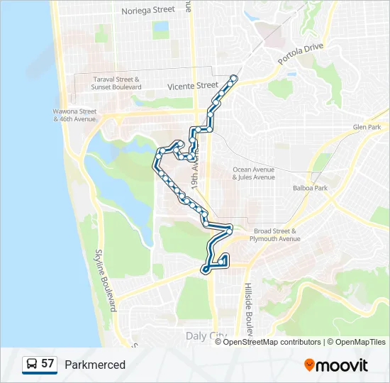 57 Bus Line Map