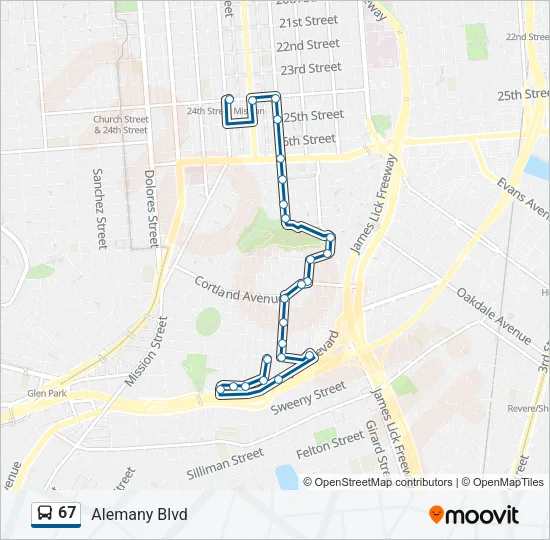 67 Bus Line Map