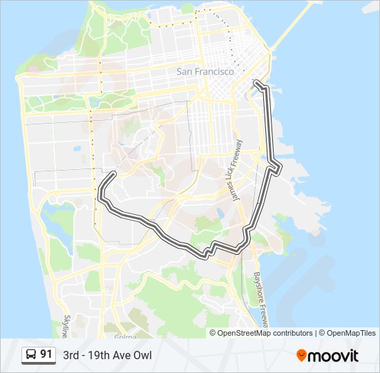 91 Bus Line Map