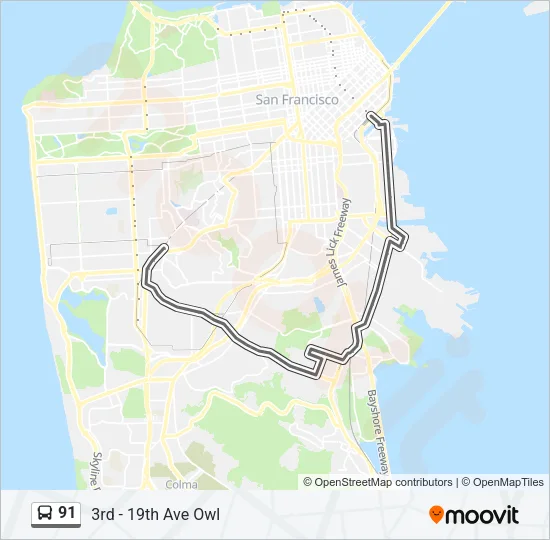 91 Bus Line Map