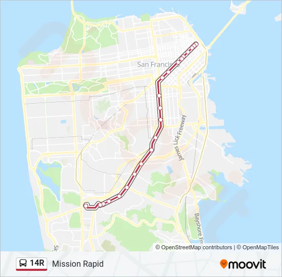 14R Bus Line Map
