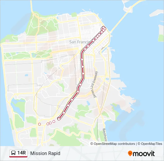 14R Bus Line Map
