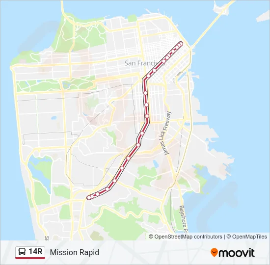 14R Bus Line Map