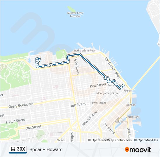 30X Bus Line Map