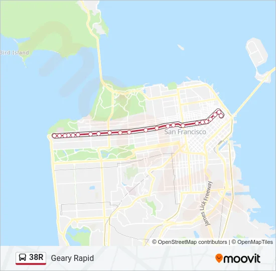 38R Bus Line Map
