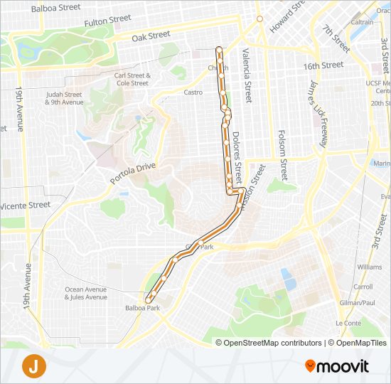 J Light Rail Line Map