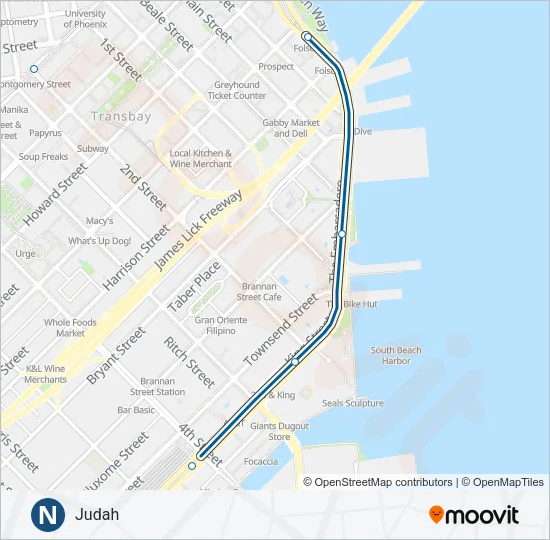 N Light Rail Line Map