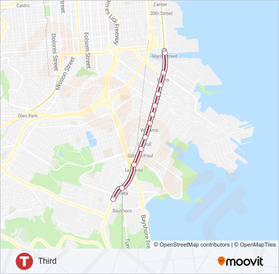 T Light Rail Line Map