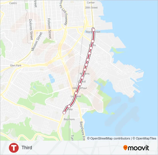 T Light Rail Line Map