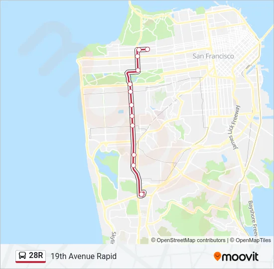 28R Bus Line Map