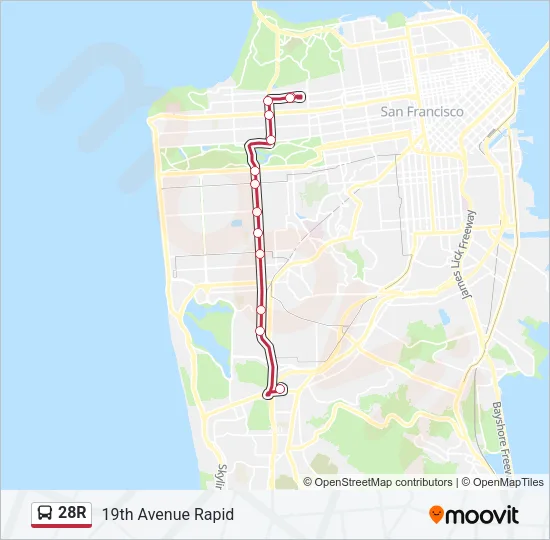 28R Bus Line Map