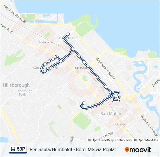 53P Bus Line Map