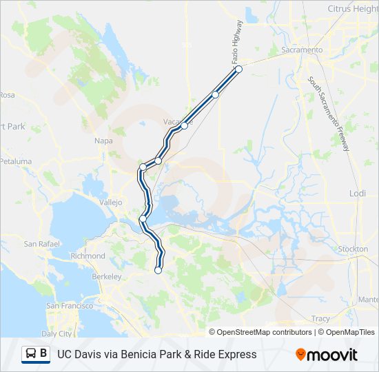 B Route: Schedules, Stops & Maps - UC Davis Via Benicia Park & Ride ...