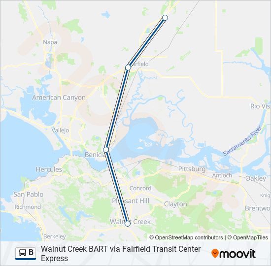 B Route: Schedules, Stops & Maps - Walnut Creek BART Via Fairfield ...