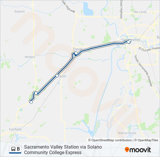 B Route: Schedules, Stops & Maps - Sacramento Valley Station Via Solano ...