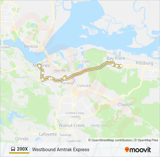 200X Bus Line Map