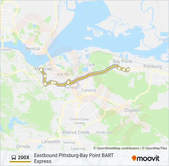 200X Bus Line Map