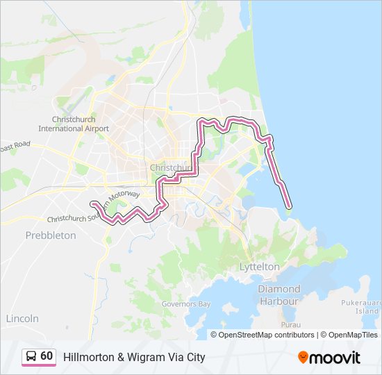 Bus 60 Route Map 60 Route: Schedules, Stops & Maps - Hillmorton & Wigram Via City (Updated)