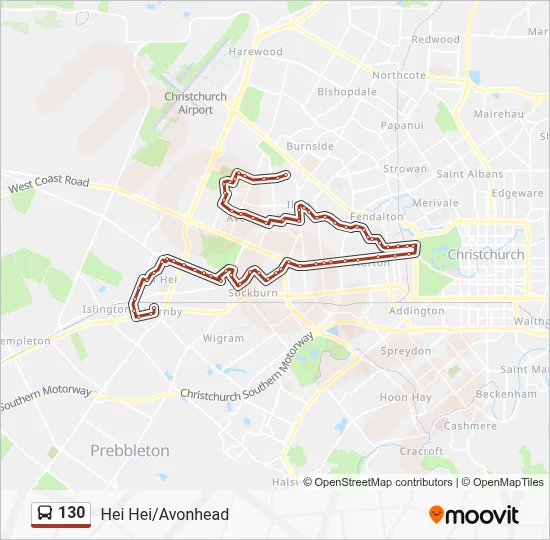 130 Route - Hei Hei/Avonhead: Schedules, Stops & Maps (Updated)