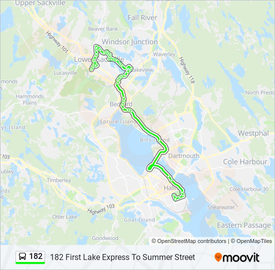 182 bus Line Map