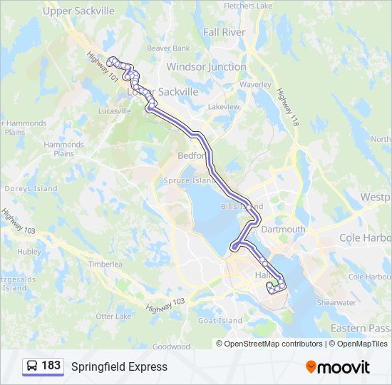 183 bus Line Map