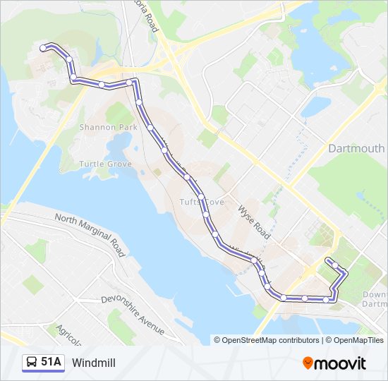 51A bus Line Map